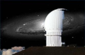 The Canada-France-Hawaii Telescope superimposed on an image of a nearby galaxy Canada-France-Hawaii Telescope