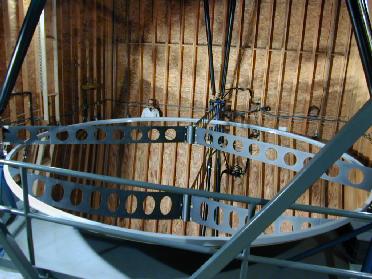 A prototype liquid mirror telescope that was constructed in the UBC Reseach Forest Liquid Mirror Telescope