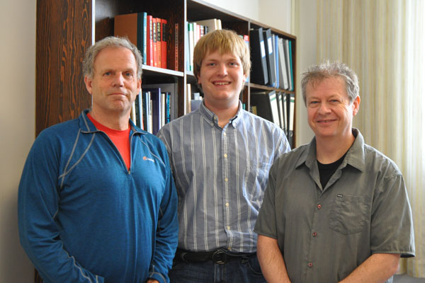 Erich's son David Vogt, FYSRE recipient Walter Wasserman, and PHAS Department Head Colin Gay.
